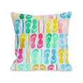 One Bella Casa One Bella Casa 73720PL16 16 x 16 in. Flip Flop Nation Pillow; Multicolor 73720PL16